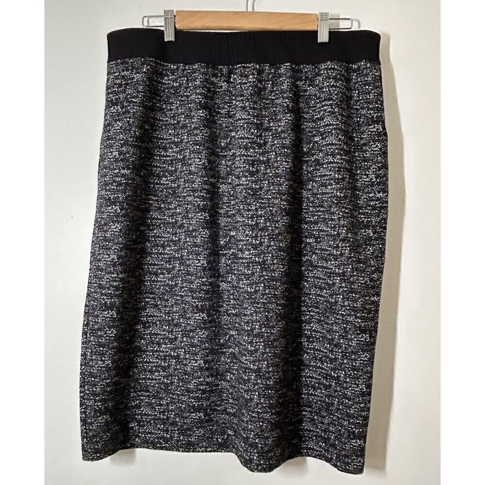 Zoe + Phoebe Women's XL Midi Skirt Elastic Waist Black and White